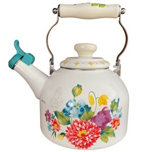 The Pioneer Woman Tea Kettle Blooming Bouquet Enamel on Steel 2 Quart Farmhouse